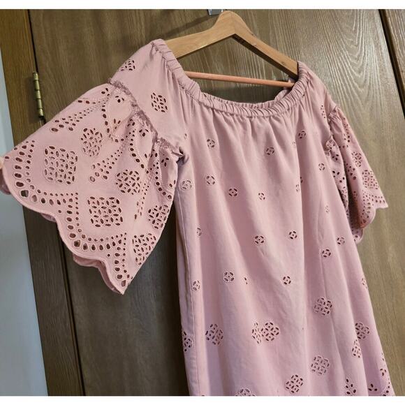 Madewell Eyelet Off The Shoulder Shift Dress - Picture 6 of 10